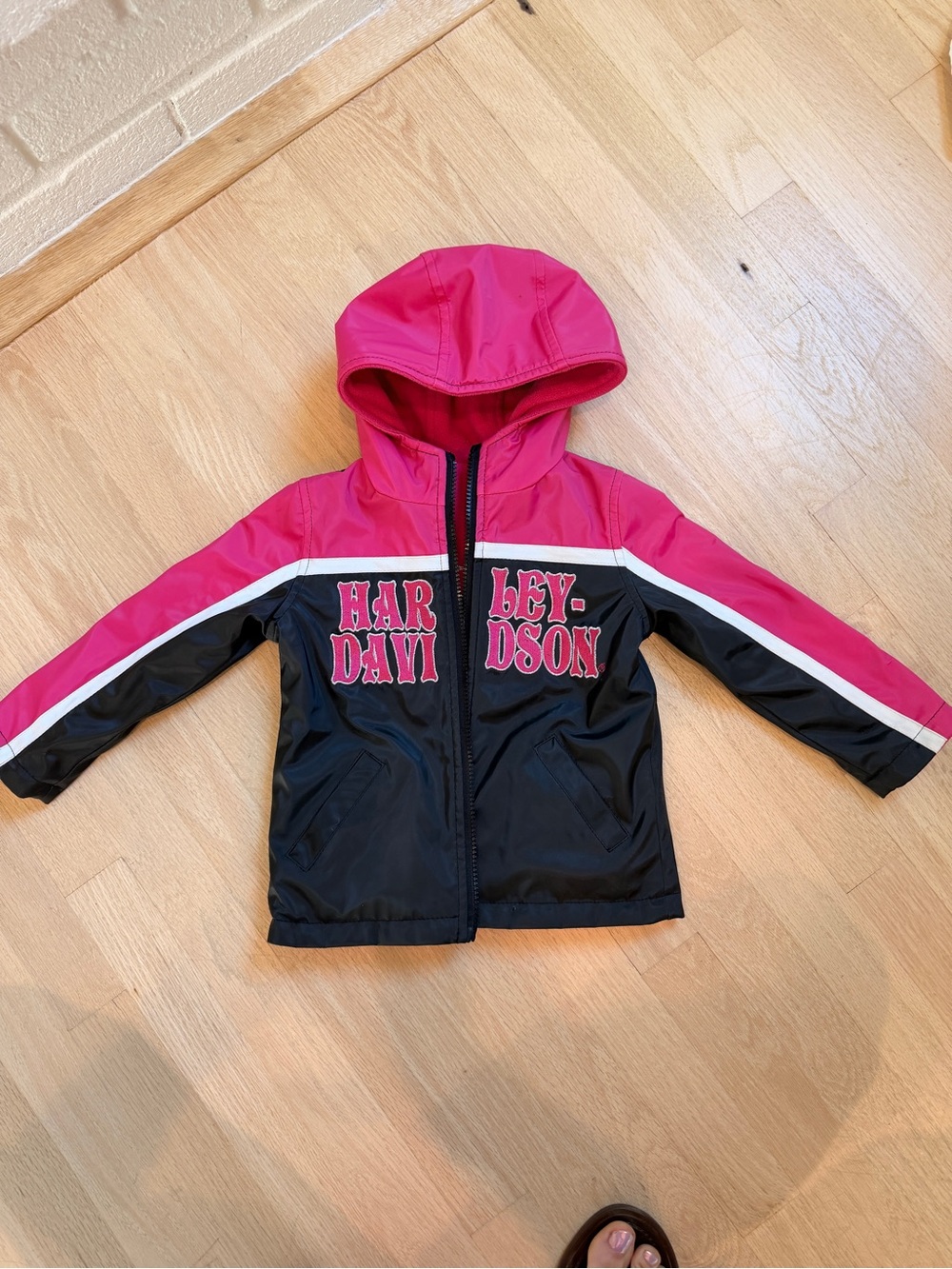 Harley-Davidson Hot Pink and Black Girls' Hooded Jacket Reversible